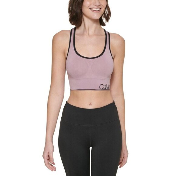 Calvin Klein Womens Size XS Mauve Racerback Wireless Sports Bra NWT - Picture 1 of 5